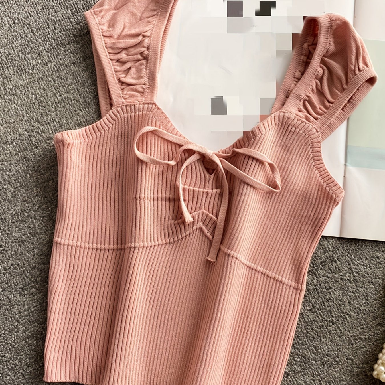 Ribbed Ruffle Sleeve Top