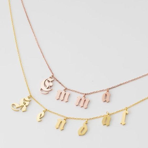 Old English Font Custom Name Necklace
