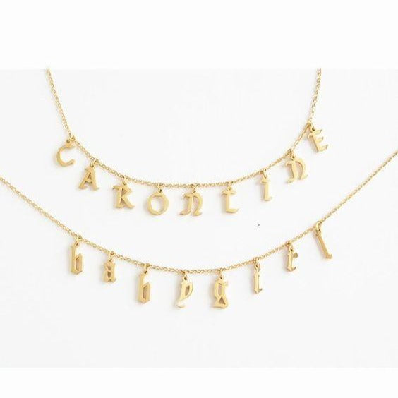Old English Font Custom Name Necklace