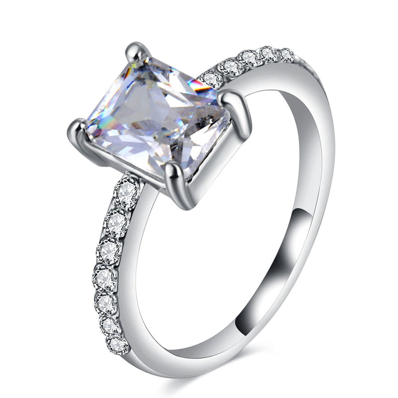 Sterling Geometric Crystal Diamond Ring