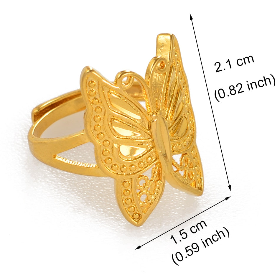 Gold Butterfly Ring Resizable