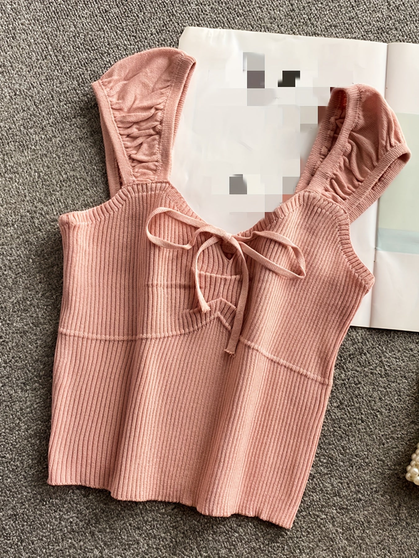 Ribbed Ruffle Sleeve Top