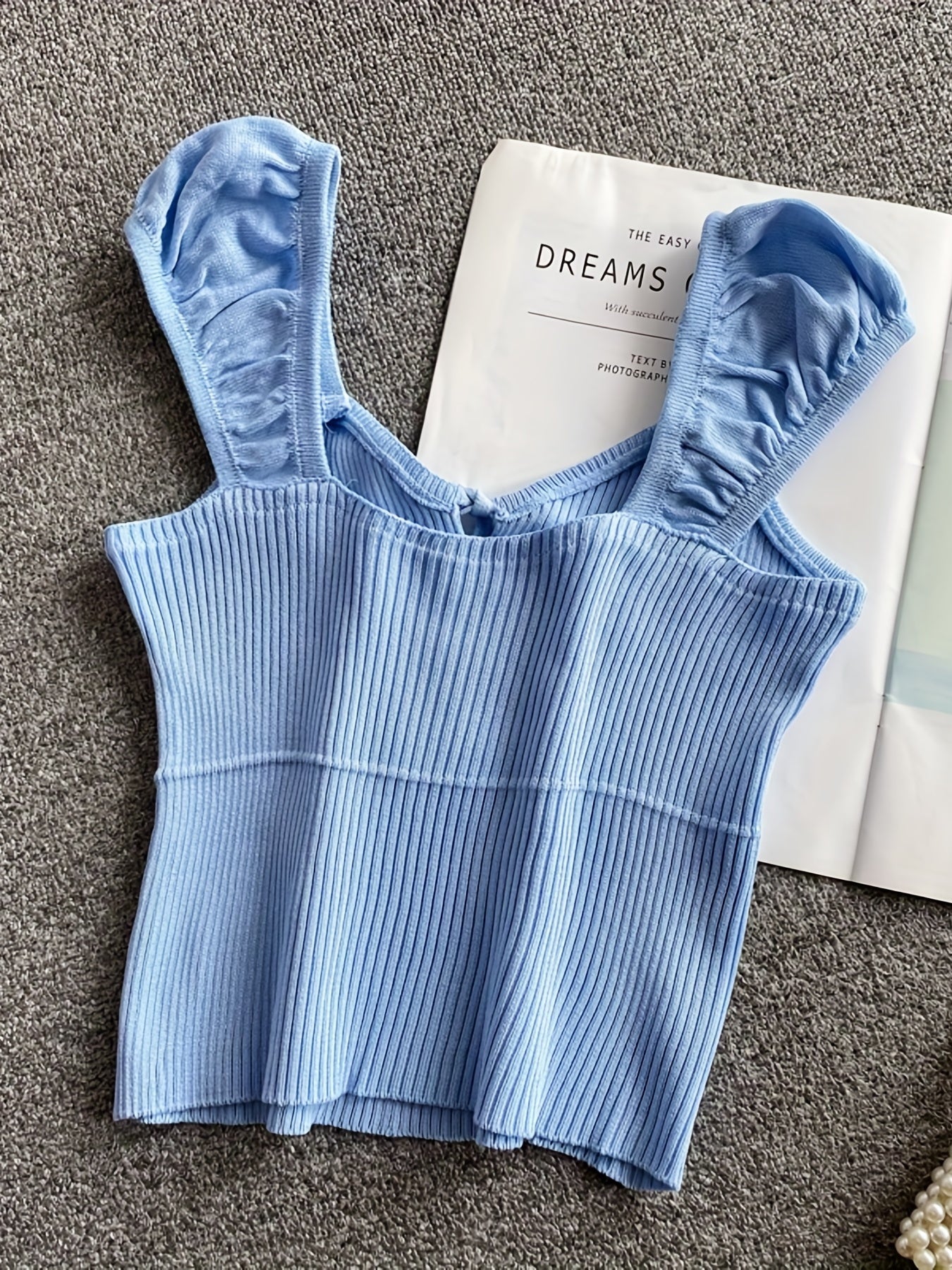 Ribbed Ruffle Sleeve Top