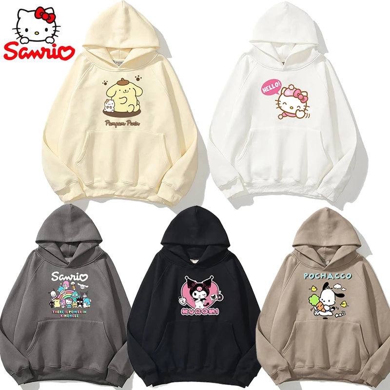 kuromi hoodie pullover, hello kitty, twin stars, sanrio print hoodie