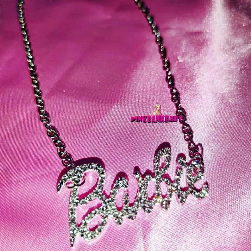 Barbiecore Rhinestone Choker