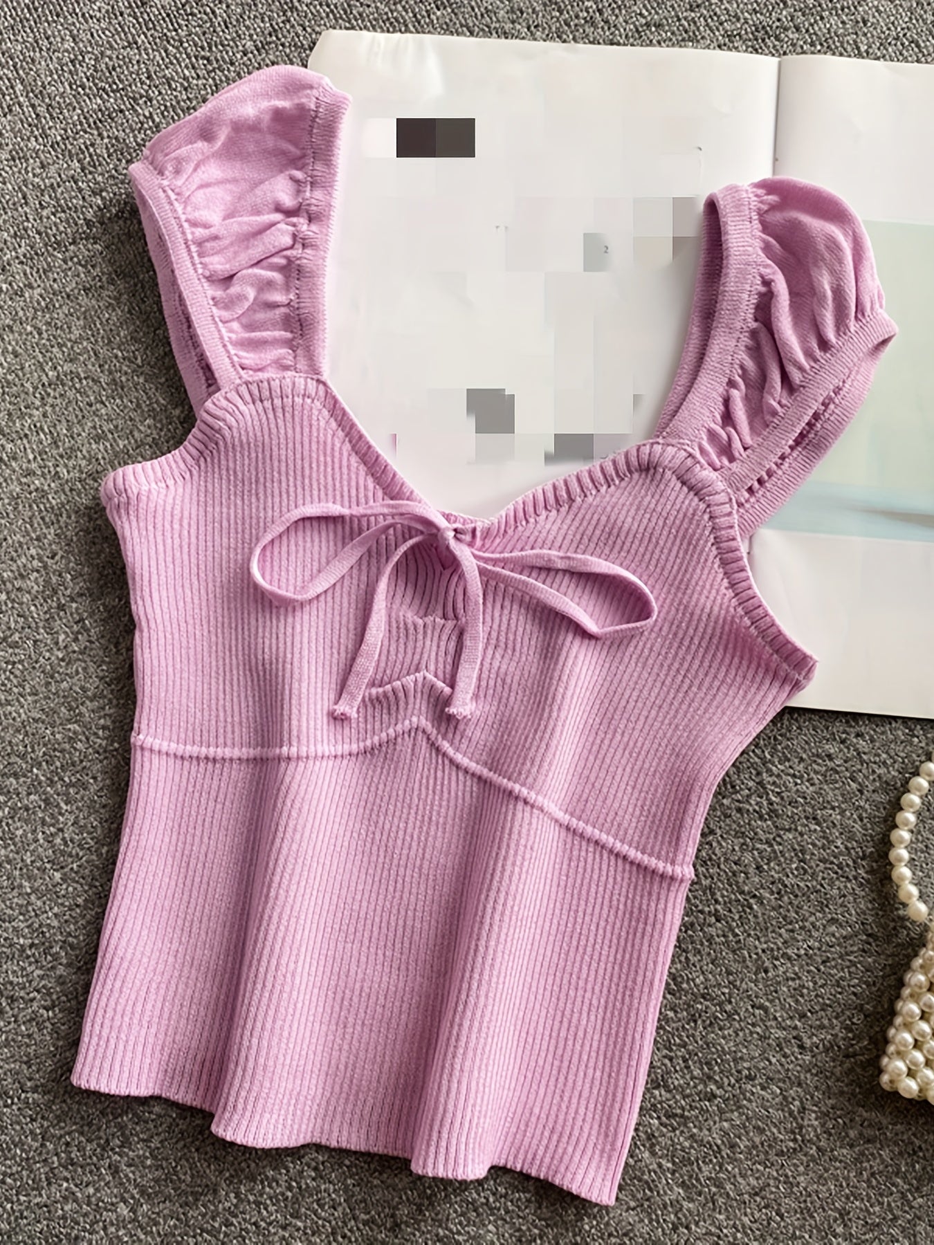 Ribbed Ruffle Sleeve Top