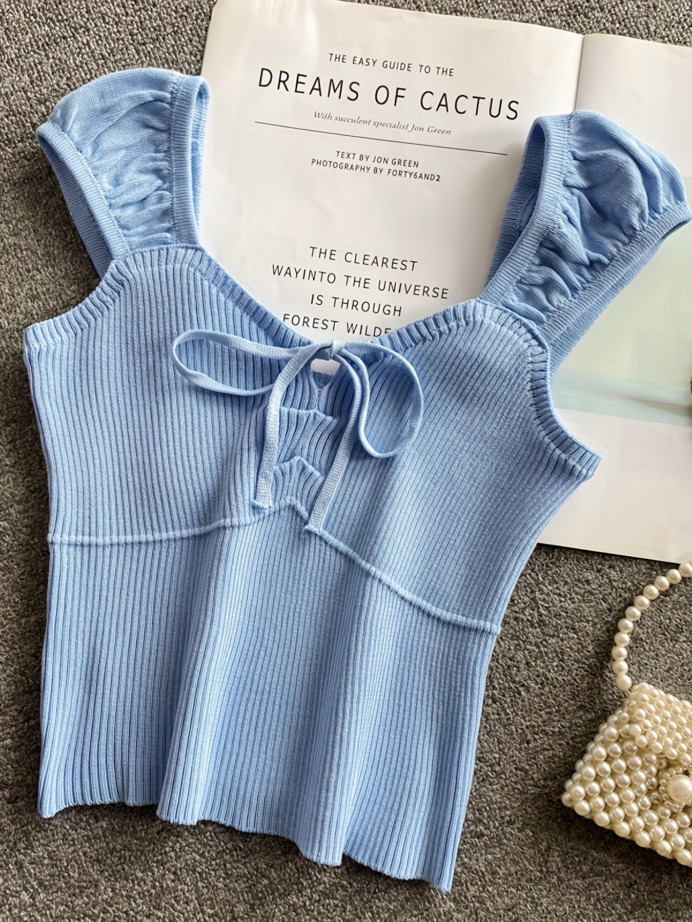 Ribbed Ruffle Sleeve Top