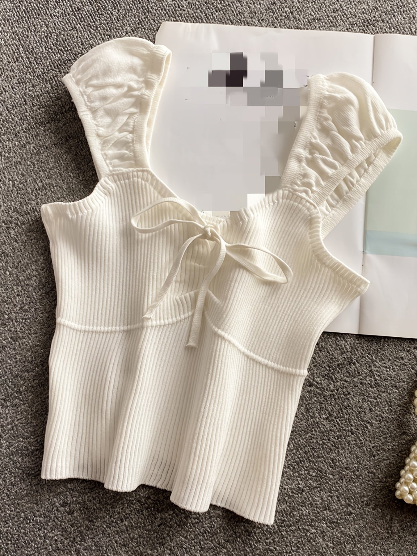 Ribbed Ruffle Sleeve Top