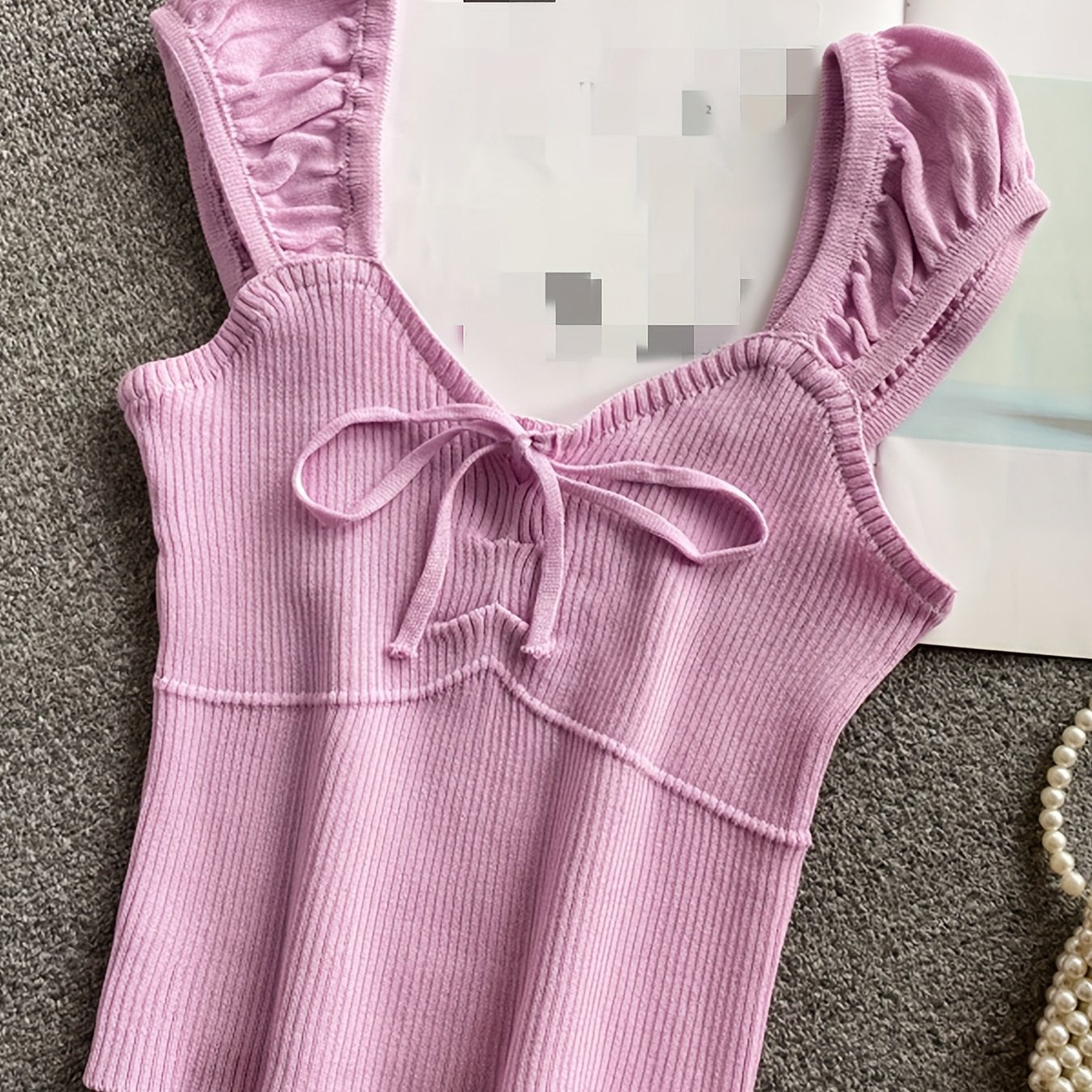 Ribbed Ruffle Sleeve Top
