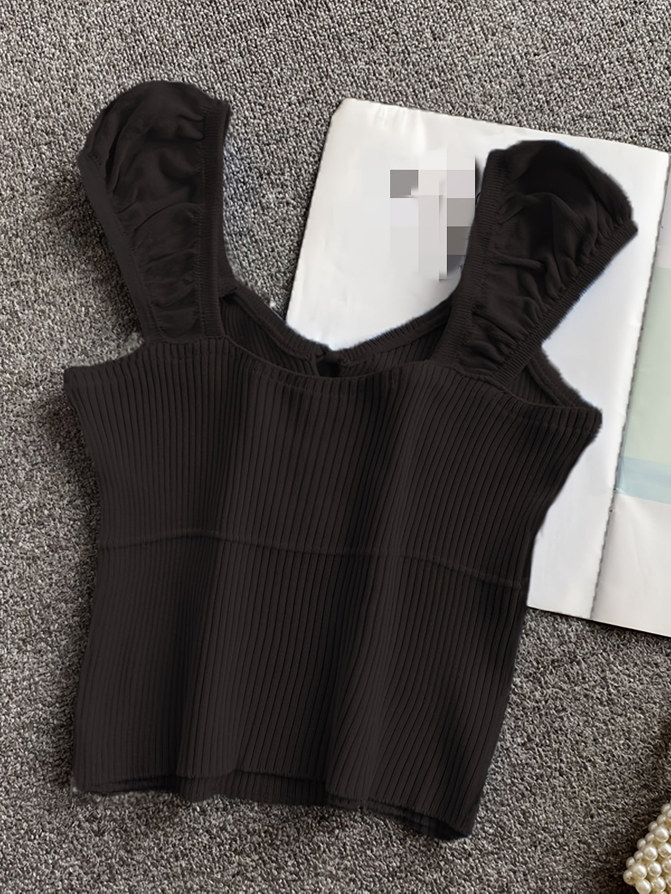 Ribbed Ruffle Sleeve Top