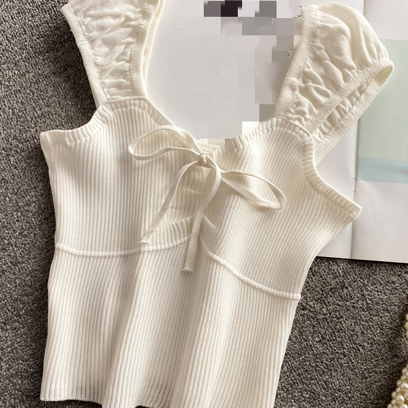 Ribbed Ruffle Sleeve Top