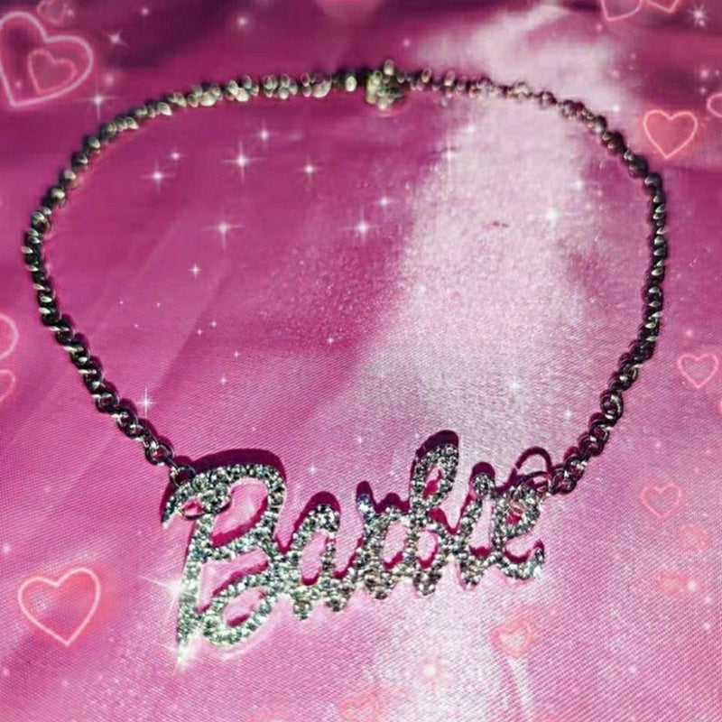 Barbiecore Rhinestone Choker