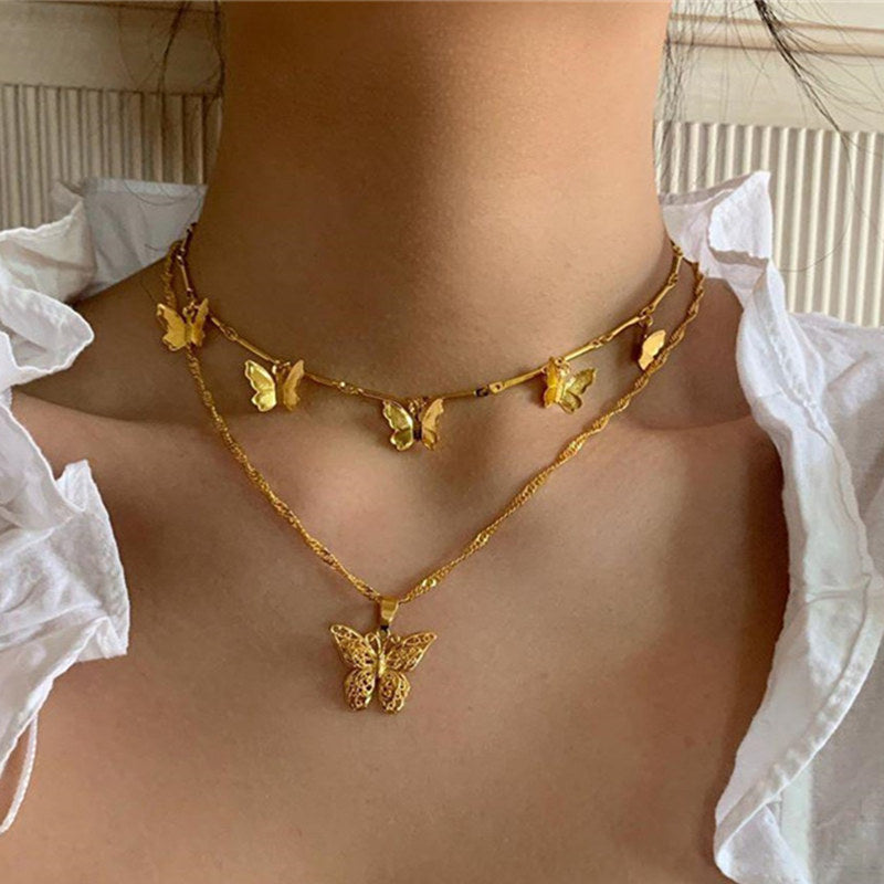 Gold Butterfly Charm Choker