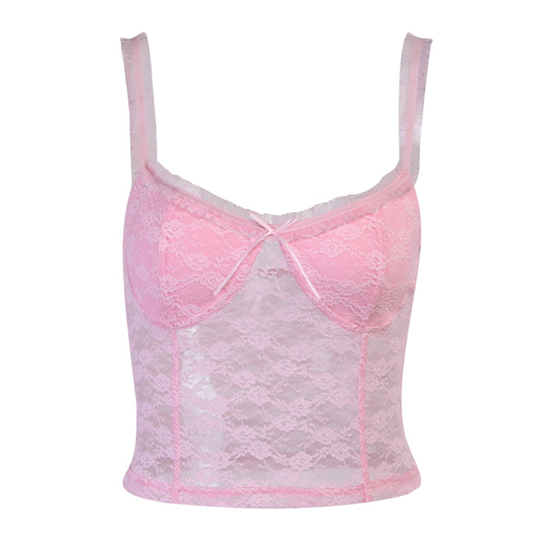 Lady Pink Lace Cami Top