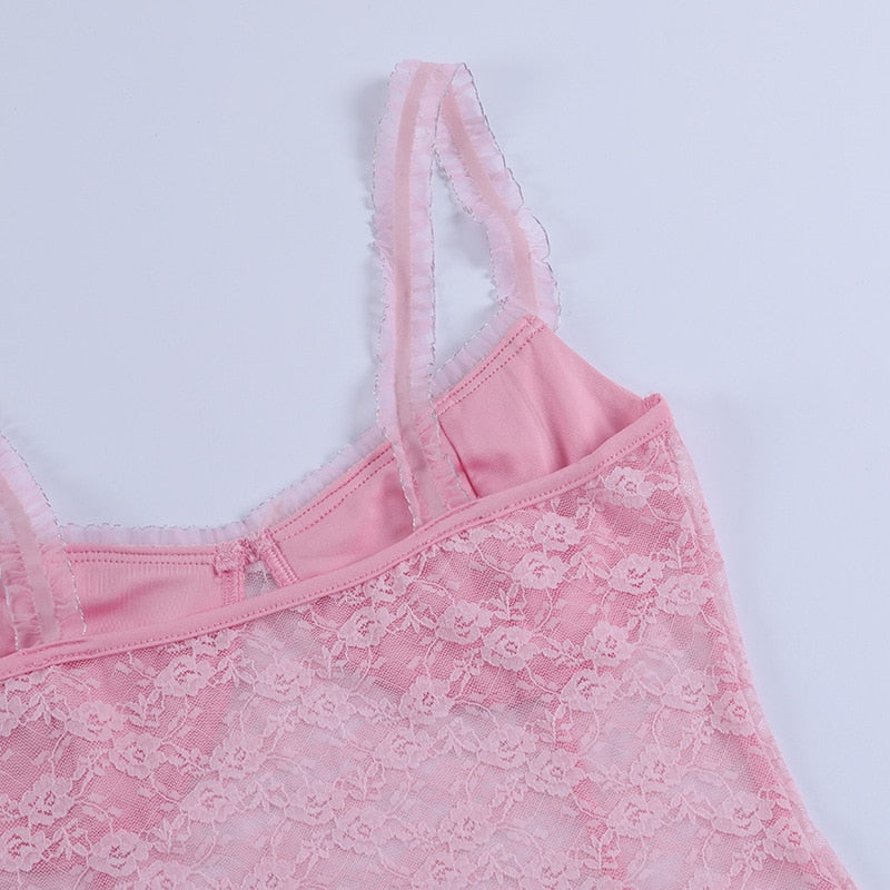 Lady Pink Lace Cami Top