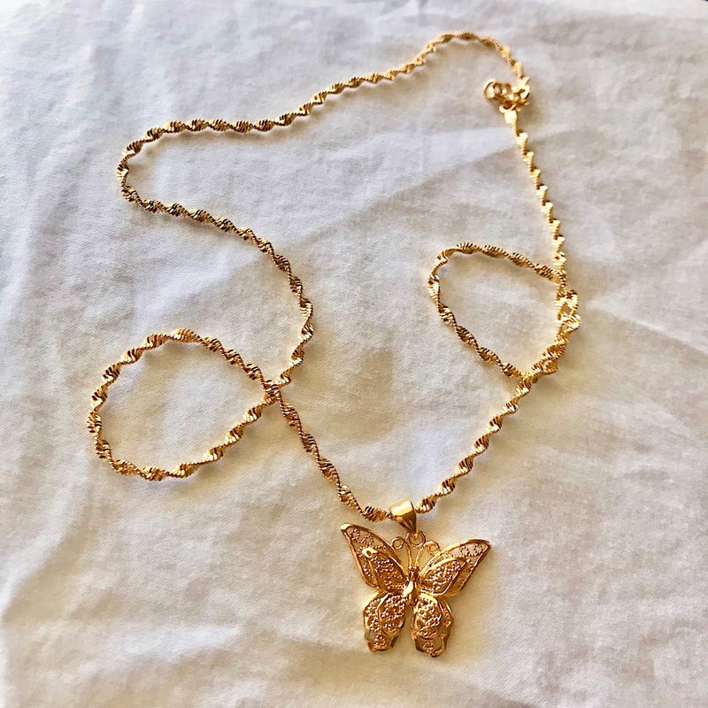 Gold Butterfly Charm Choker