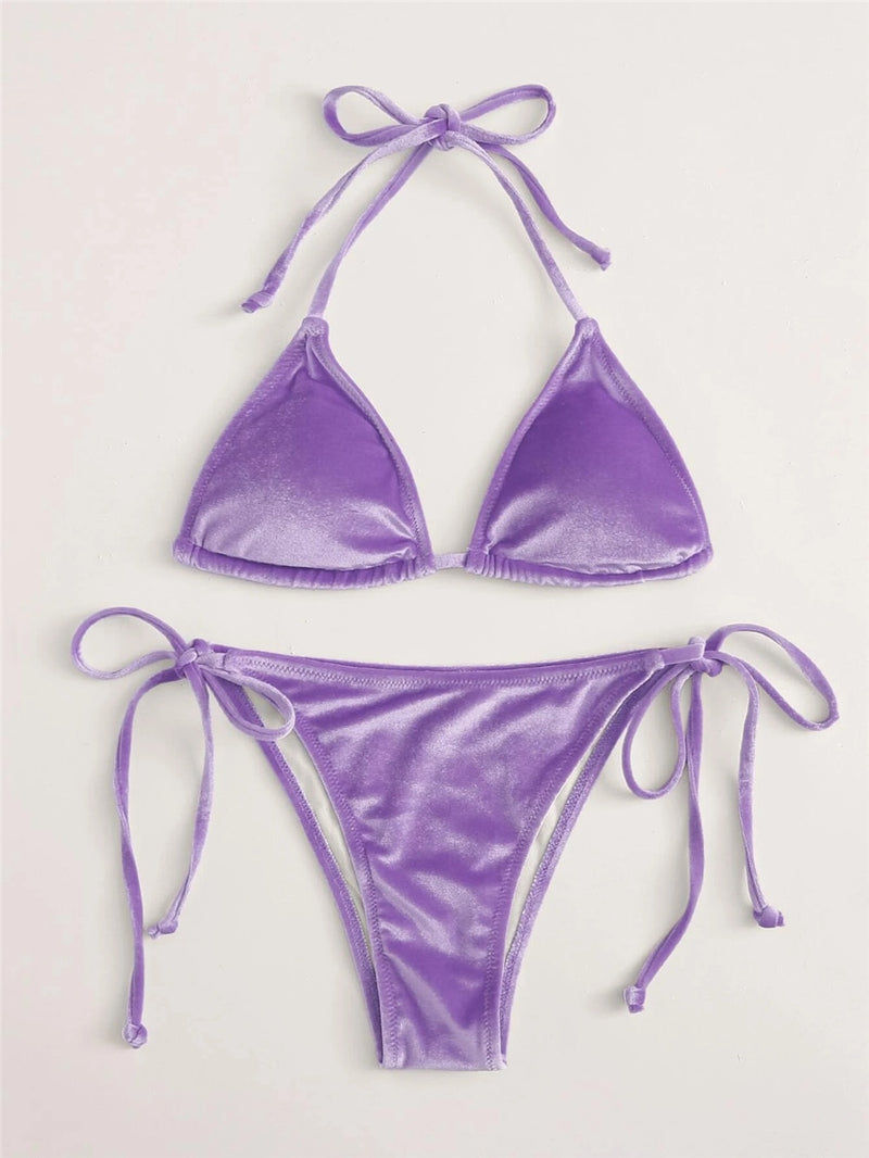 Purple sales velvet bikini