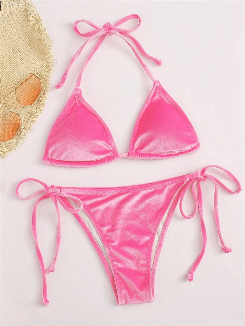 Pink Barbie Velvet Bikini Set