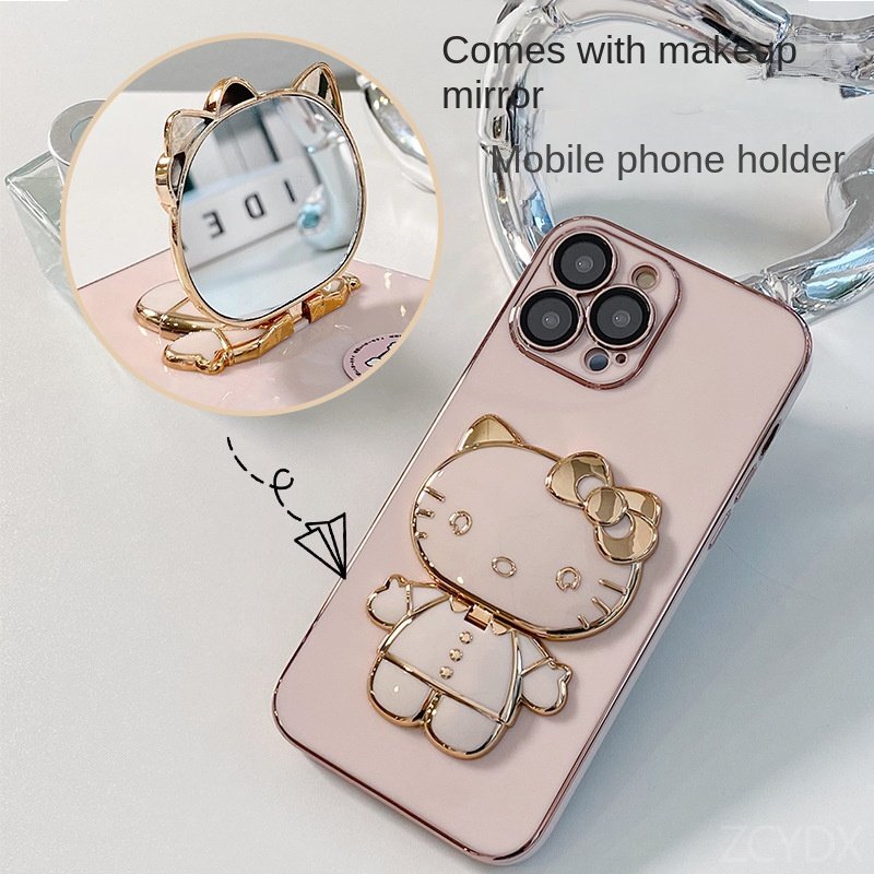 hello kitty phone case, mirror built-in