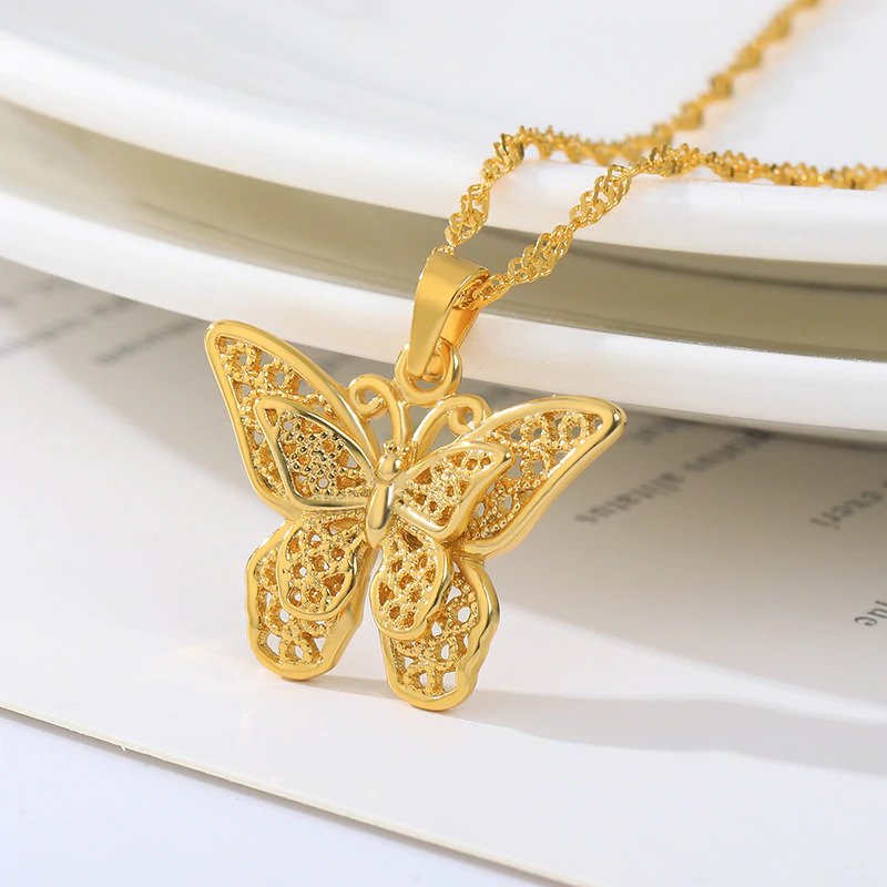 Gold Butterfly Charm Choker