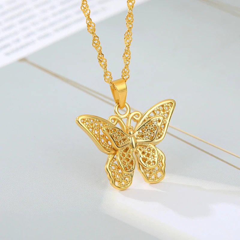 Gold Butterfly Charm Choker