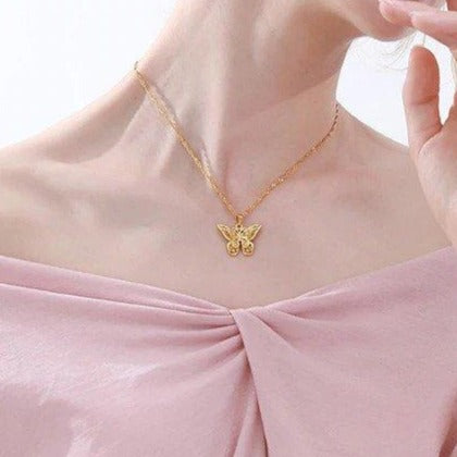 Gold Butterfly Charm Choker