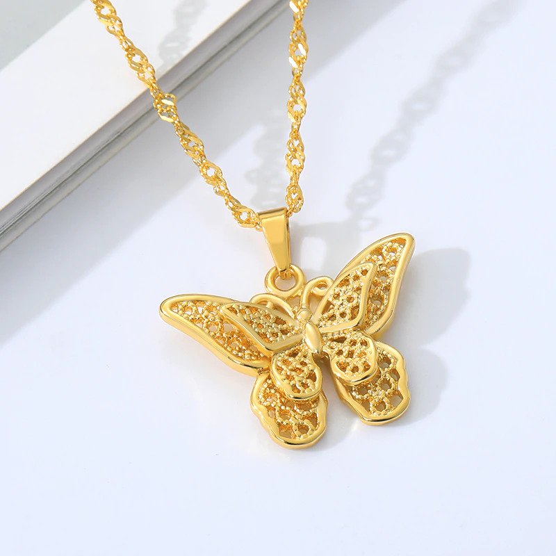 Gold Butterfly Charm Choker