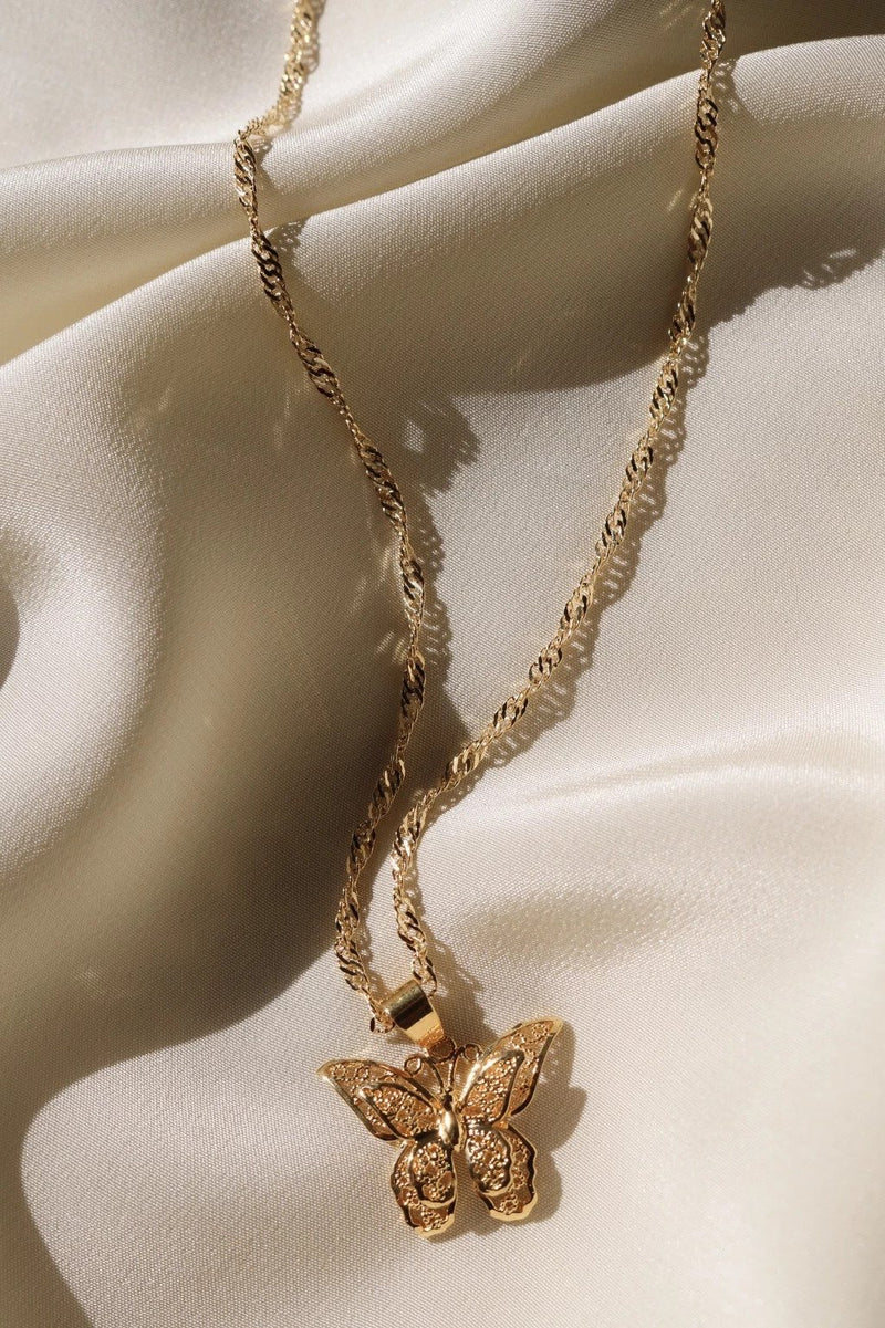 Gold Butterfly Charm Choker