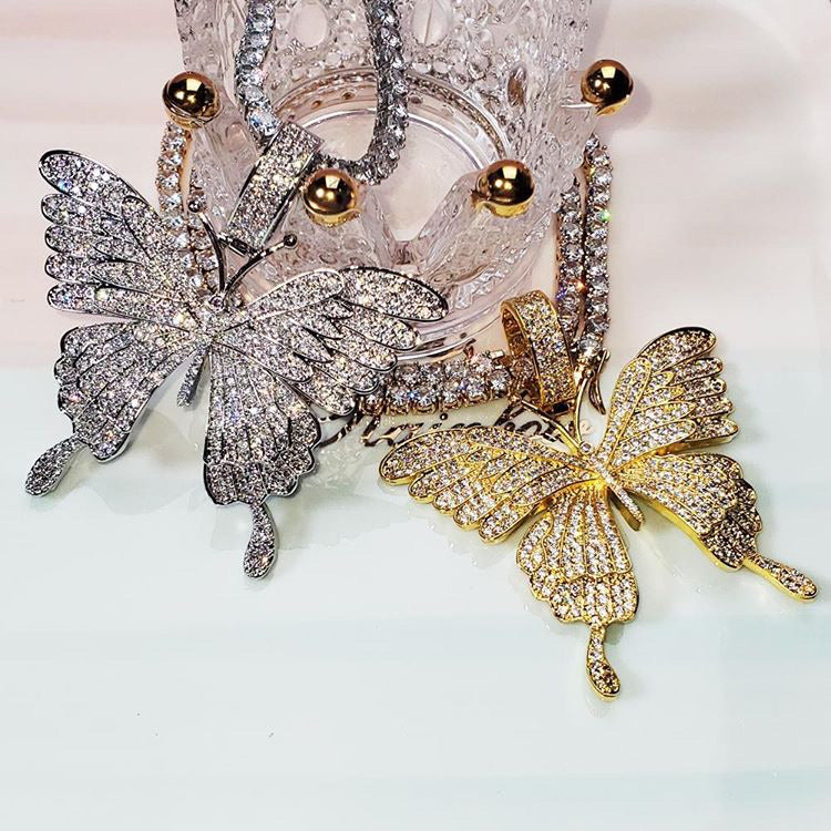 Iced Out Butterfly Charm Necklace