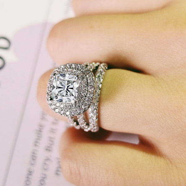 engagement diamond silver ring