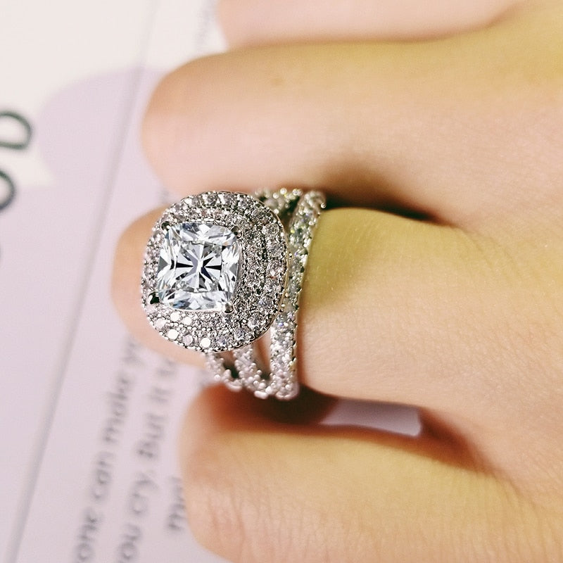 engagement diamond silver ring