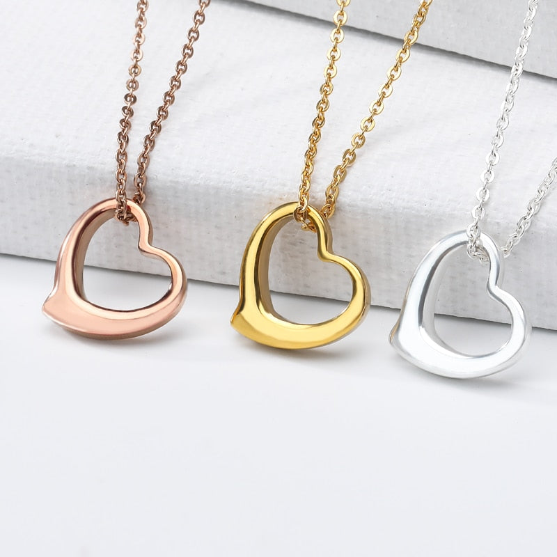Romantic Open Heart Pendant Necklace