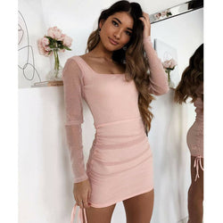 Pink mini long sleeve party dress