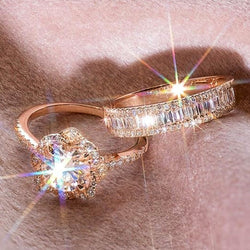 Crystal "Heart on Fire" Ring Set