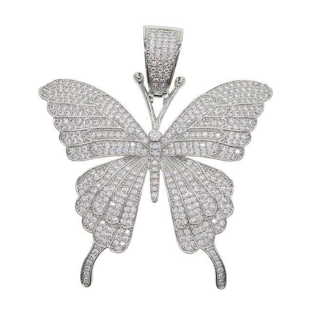 Iced Out Butterfly Charm Necklace