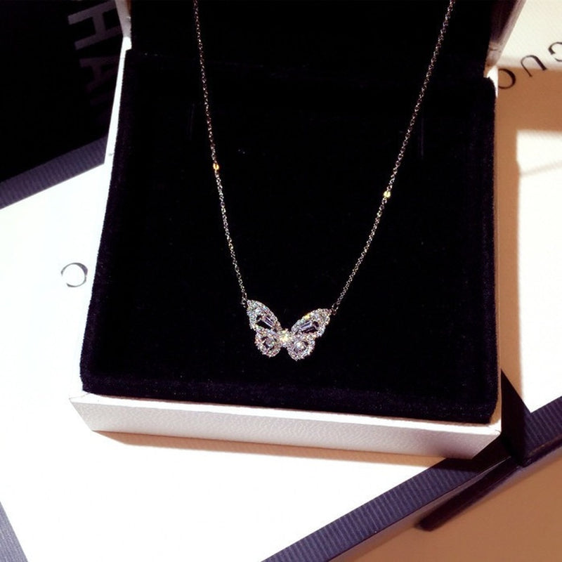 Crystal Butterfly Charm Necklace