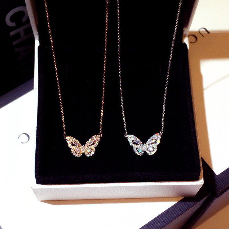 Crystal Butterfly Charm Necklace