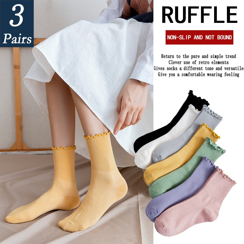 Happy Girl Ruffle Frilly Socks (set of 3)