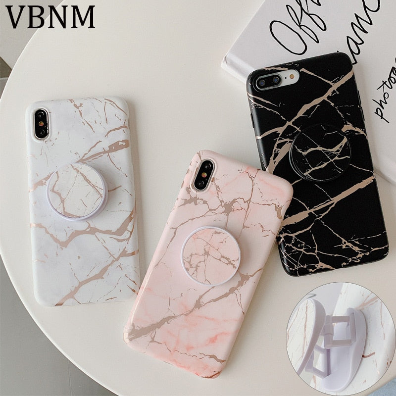Marble iphone case with finger holder
