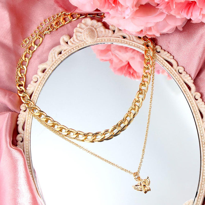 Cupid Heart Layered Gold Necklace
