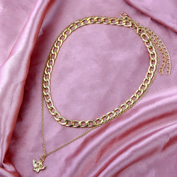 Cupid Heart Layered Gold Necklace