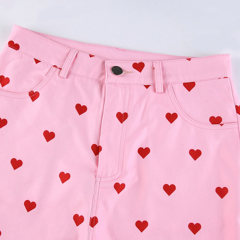 Y2K Pink Heart Jean