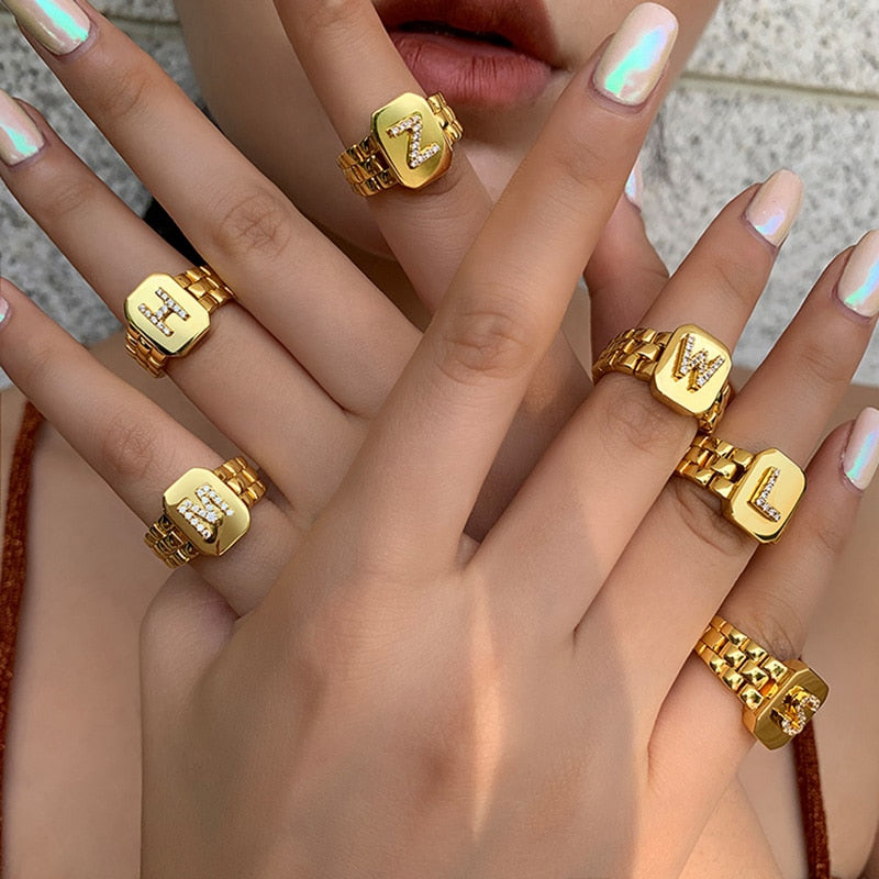 14k Gold Plated Monogram Ring
