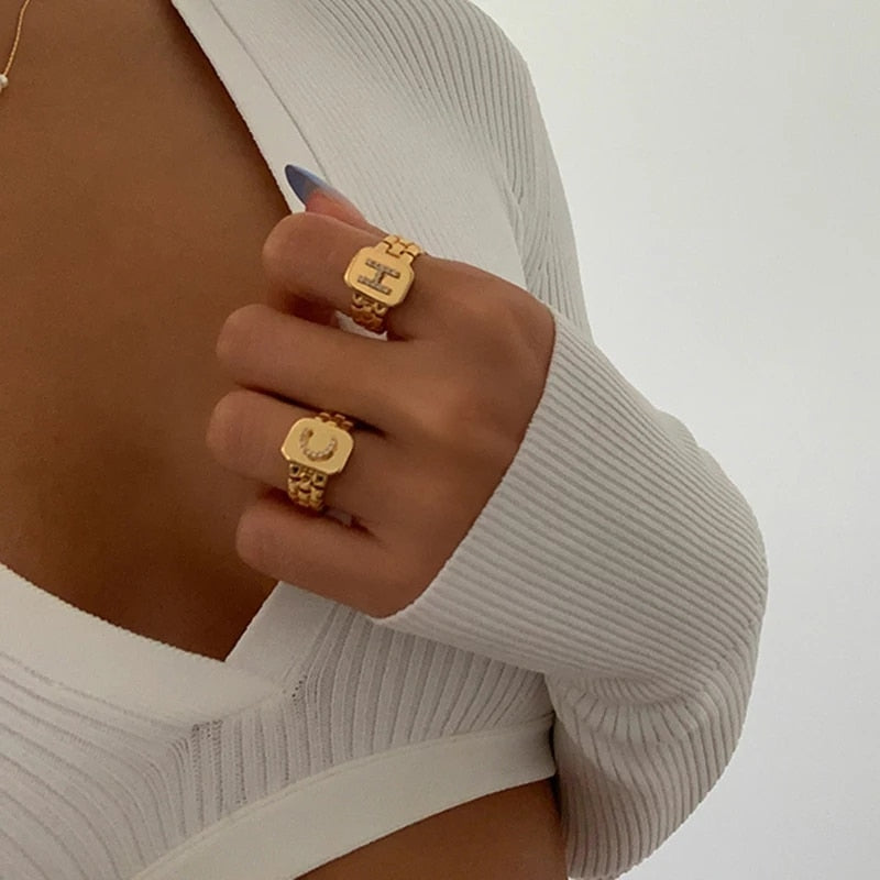 14k Gold Plated Monogram Ring