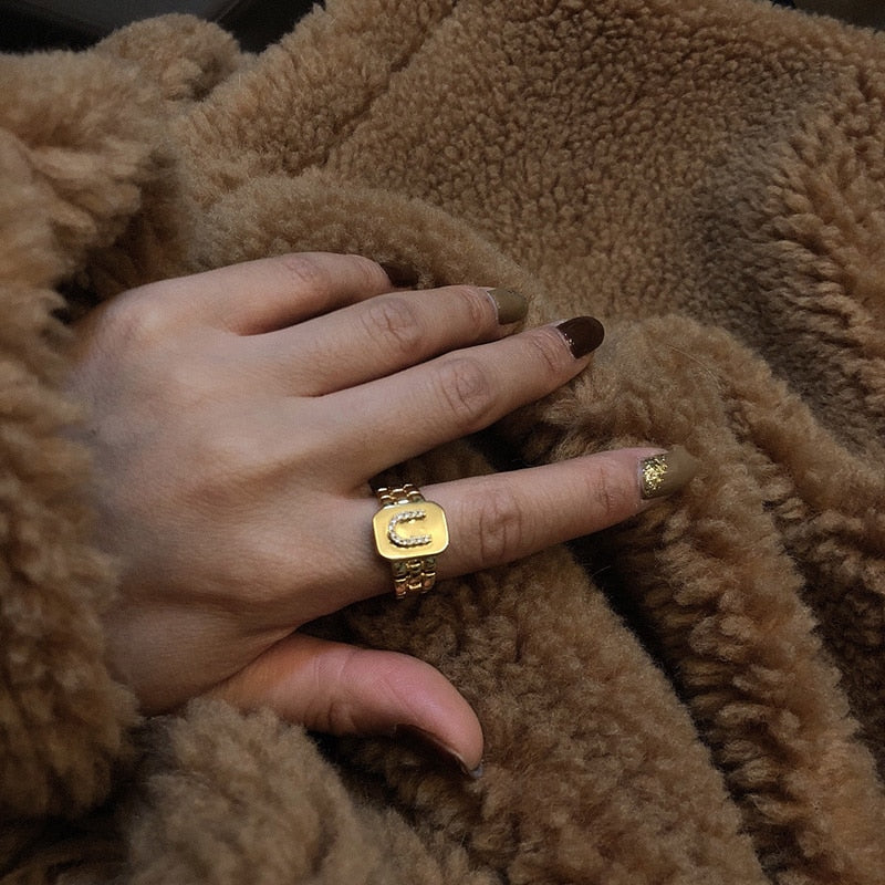 14k Gold Plated Monogram Ring