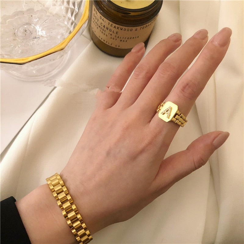 14k Gold Plated Monogram Ring