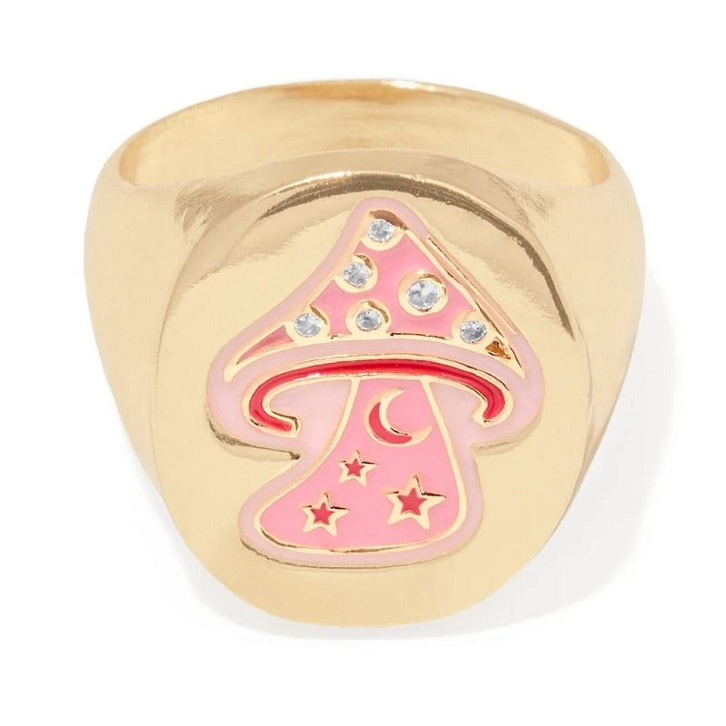 Y2K Playful Pink Mushroom Ring