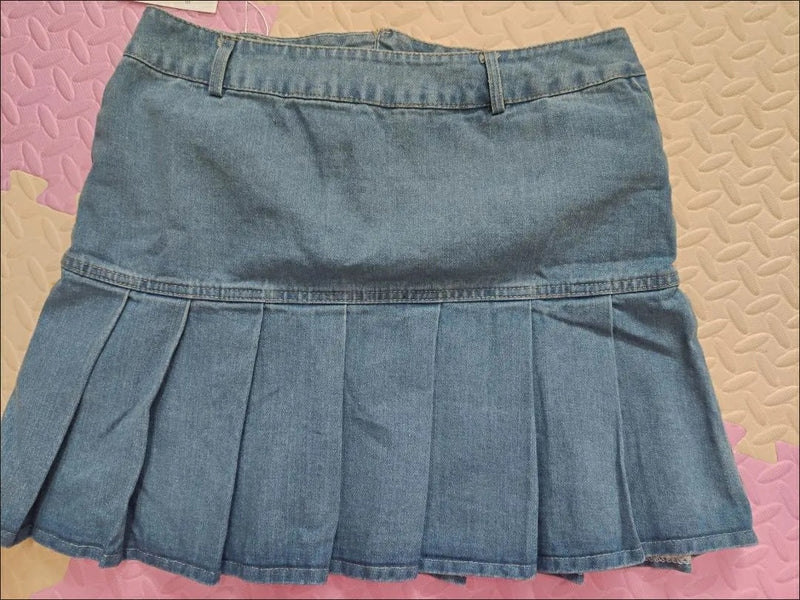 Harajuku Pleated Jean Skirt