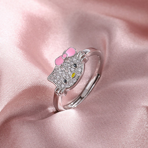 Hello kitty Sterling Silver Rhinestone Ring