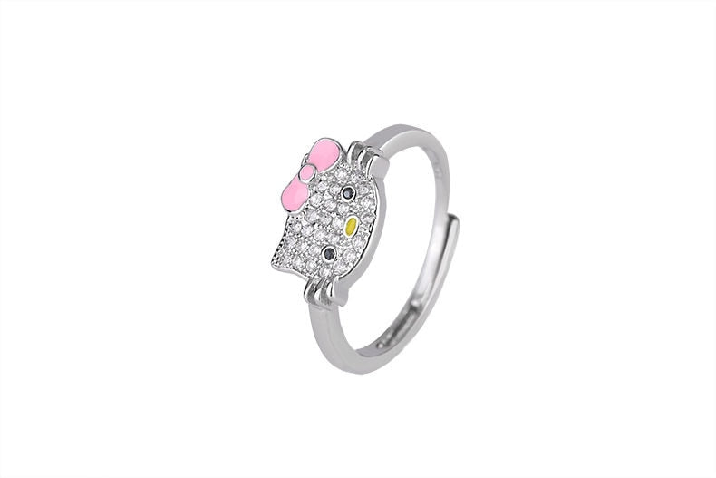 Hello kitty Sterling Silver Rhinestone Ring